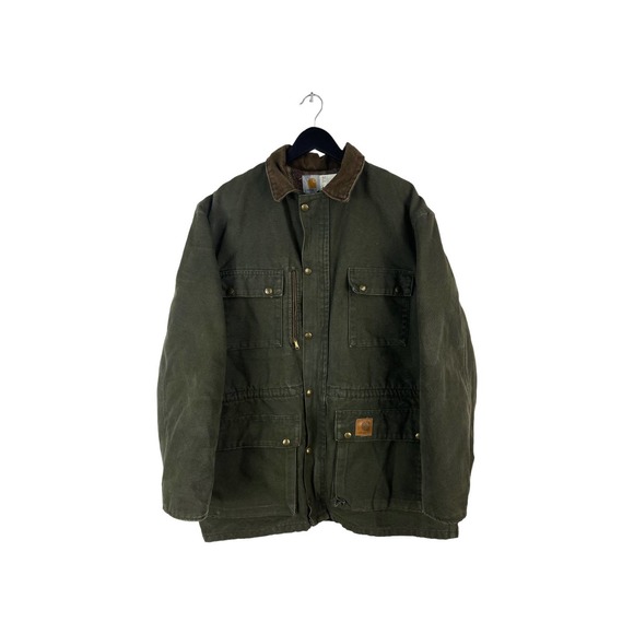 VTG Carhartt Olive Blanket Lined Chore Jacket Sz L